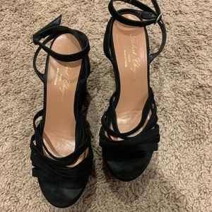 Robert Clergerie Black Suede Wedges Size 7
